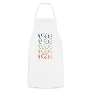 Year of birth 1981 - Cooking Apron - white - Front - AI Model Male 185 dark (185cm)