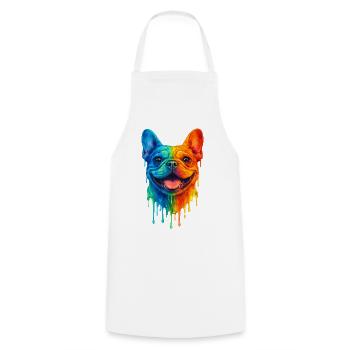 French Bulldog in Bright Colors - Cooking Apron - white - Front - AI Model Male 185 dark (185cm)