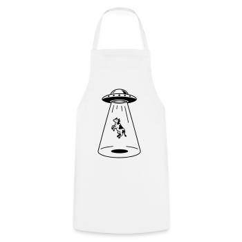 UFO with cow - Cooking Apron - white - Front - AI Model Male 185 dark (185cm)