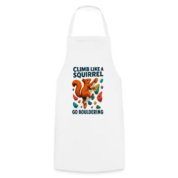 Climb Like a Squirrel – Motivational Design - Cooking Apron - white - Front - AI Model Male 185 dark (185cm)