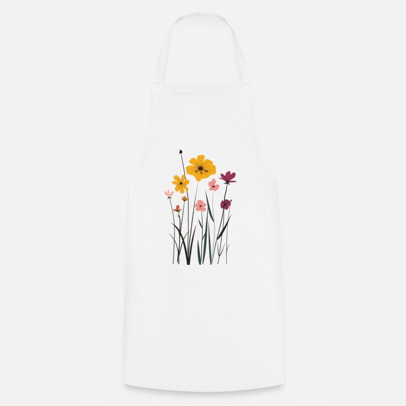Fleurs de prairie dans un jeu de couleurs - Tablier de cuisine - blanc