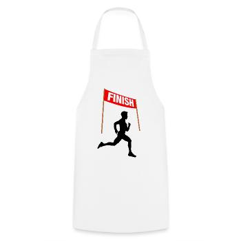 Runner Finish – Victory Run - Cooking Apron - white - Front - AI Model Male 185 dark (185cm)