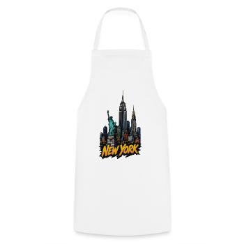 New York Skyline Graffiti Stil - Kochschürze - Weiß - Vorne - AI Model Male 185 dark (185cm)