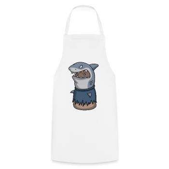 Sharkov – Cartoon Thumb Character - Cooking Apron - white - Front - AI Model Male 185 dark (185cm)