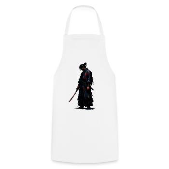 Dunkler Samurai Blutklinge - Kochschürze - Weiß - Vorne - AI Model Male 185 dark (185cm)