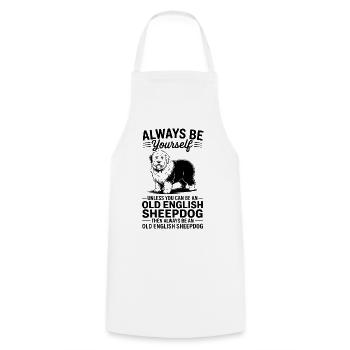 Old English Sheepdog Saying Joke Bobtail Gift - Cooking Apron - white - Front - AI Model Male 185 dark (185cm)