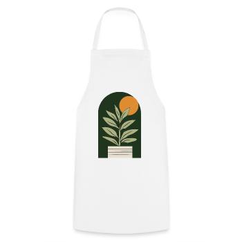 Sun plant in dark green - Cooking Apron - white - Front - AI Model Male 185 dark (185cm)