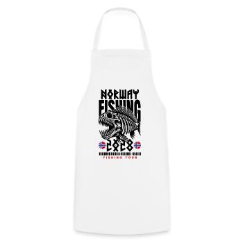 Norway Fishing 2028 - Cooking Apron - white - Front - AI Model Male 185 dark (185cm)