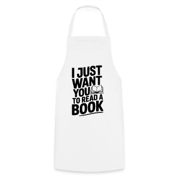 I Just Want You To Read a Book - Cooking Apron - white - Front - AI Model Male 185 dark (185cm)