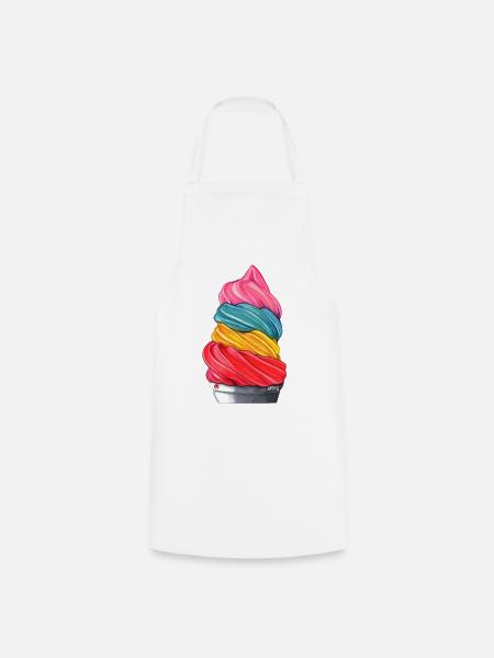 Regenbogen-Eiscremestapel - Kochschürze - Weiß
