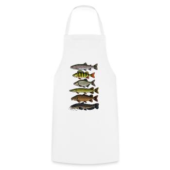 Fischarten Angler Design Fische angeln - Kochschürze - Weiß - Vorne - AI Model Male 185 dark (185cm)