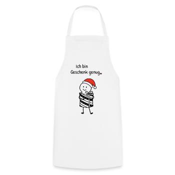 Ich bin Geschenk genug | Weihnachtshumor mit Figur - Kochschürze - Weiß - Vorne - AI Model Male 185 dark (185cm)