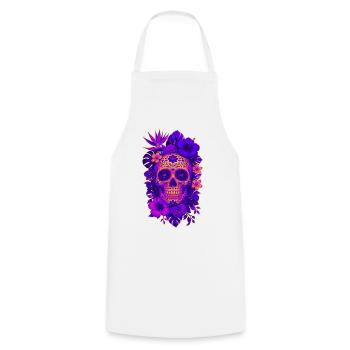 Halloween Sugar Skull Sugarskull lila - Kochschürze - Weiß - Vorne - AI Model Male 185 dark (185cm)