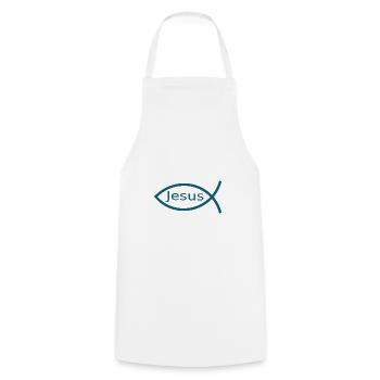 Jesusfisch Ichthys Fisch Fische - Kochschürze - Weiß - Vorne - AI Model Male 185 dark (185cm)