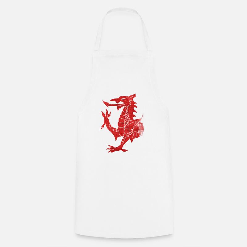 Welsh Dragon Rampant - Cooking Apron - white