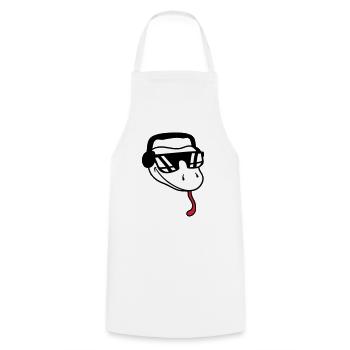 visage cool dj musique fête célébrer lunettes de soleil ko - Tablier de cuisine - blanc - Devant - AI Model Male 185 dark (185cm)