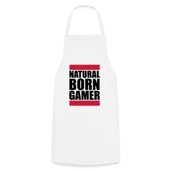 Natural Born Gamer Logo - Kochschürze - Weiß - Vorne - AI Model Male 185 dark (185cm)