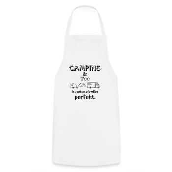 camping und tee - Kochschürze - Weiß - Vorne - AI Model Male 185 dark (185cm)