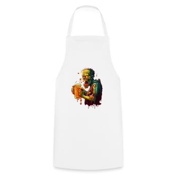 Creepy Beer Lover - Zombie - Cooking Apron - white - Front - AI Model Male 185 dark (185cm)