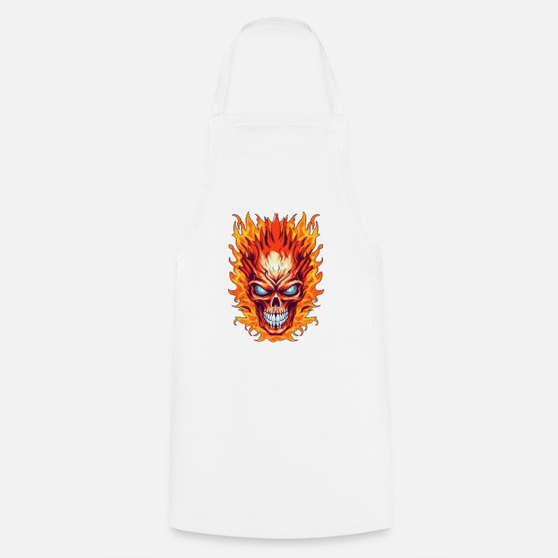 Flammenschädel - Kochschürze - Weiß