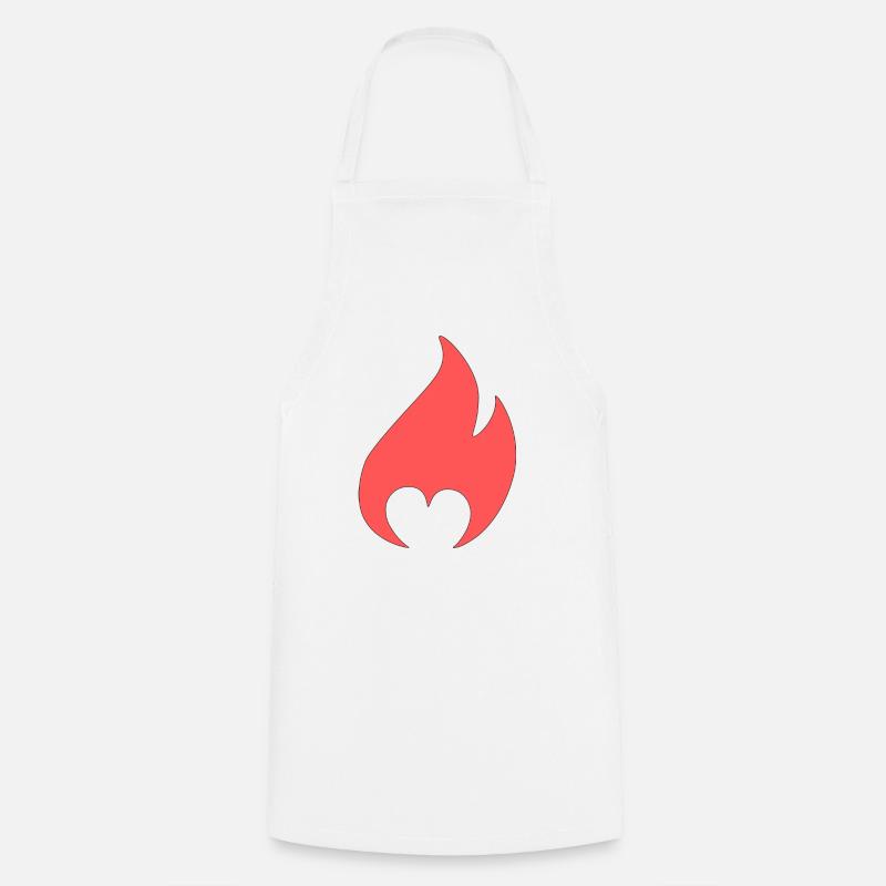 Flamme mit Herz - Kochschürze - Weiß