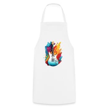 Rock n roll / Guitare / Musique / Instrument - Tablier de cuisine - blanc - Devant - AI Model Male 185 dark (185cm)
