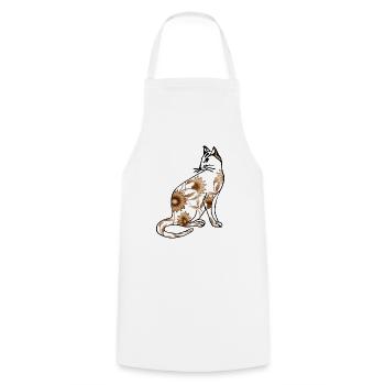 Cat - Cooking Apron - white - Front - AI Model Male 185 dark (185cm)
