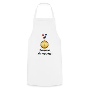 champion des retards - Tablier de cuisine - blanc - Devant - AI Model Male 185 dark (185cm)