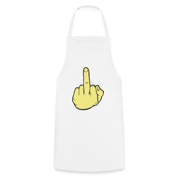 Middle Finger Hand 02 - Cooking Apron - white - Front - AI Model Male 185 dark (185cm)