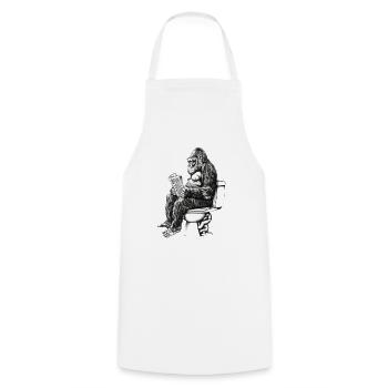 Gorilla genießt die Lektüre auf Toilette - Kochschürze - Weiß - Vorne - AI Model Male 185 dark (185cm)