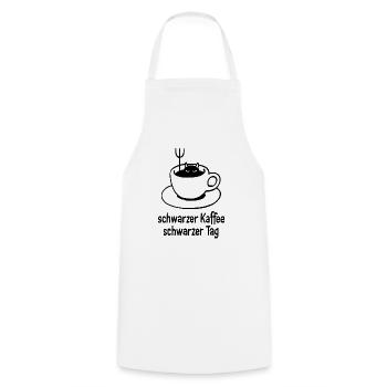 Café noir – Journée noire - Tablier de cuisine - blanc - Devant - AI Model Male 185 dark (185cm)