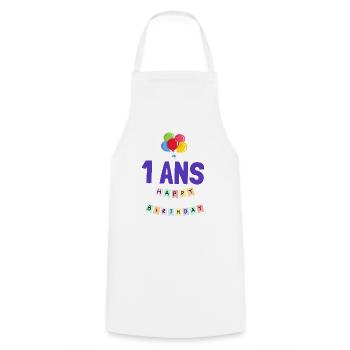 1. 1 year. 1st ANNIVERSARY. 1 YEAR ANNIVERSARY ANNIVERSARY. ANNI - Cooking Apron - white - Front - AI Model Male 185 dark (185cm)
