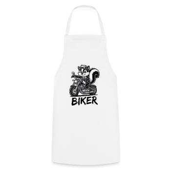 Stinktier Motorrad Biker - Kochschürze - Weiß - Vorne - AI Model Male 185 dark (185cm)