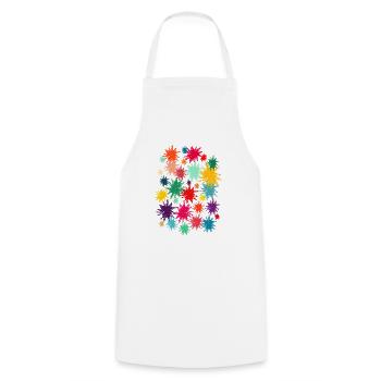 Fleurs colorées (d’occasion) 01 - Tablier de cuisine - blanc - Devant - AI Model Male 185 dark (185cm)