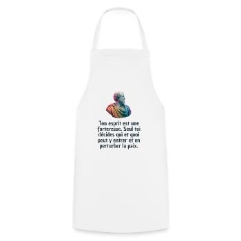 T-shirts Stoïcisme : L'inspiration à portée de soi - Tablier de cuisine - blanc - Devant - AI Model Male 185 dark (185cm)