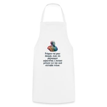 T-shirts Stoïcisme : L'inspiration à portée de soi - Tablier de cuisine - blanc - Devant - AI Model Male 185 dark (185cm)