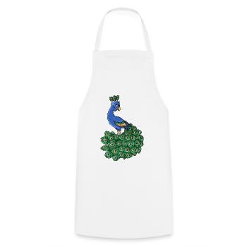 Joli paon oiseau bleu animal cartoon - Tablier de cuisine - blanc - Devant - AI Model Male 185 dark (185cm)