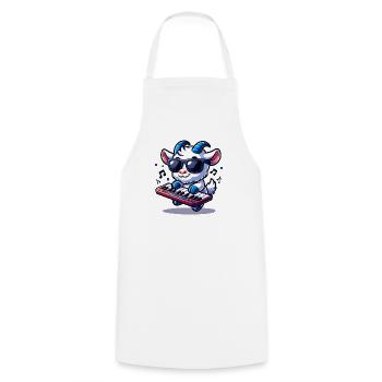 Cute goat playing keyboard on farm - Cooking Apron - white - Front - AI Model Male 185 dark (185cm)