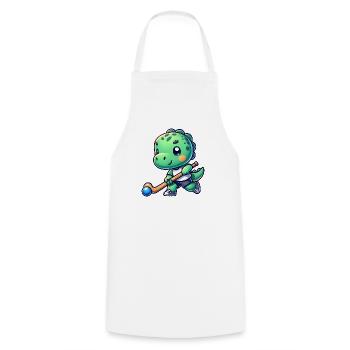 Équipe de joueurs de hockey dinosaure mignon Dino - Tablier de cuisine - blanc - Devant - AI Model Male 185 dark (185cm)