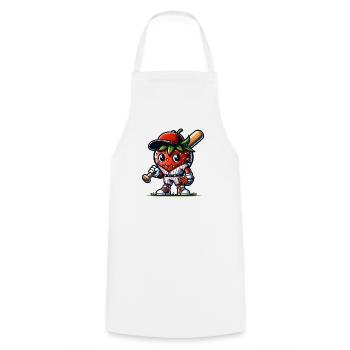 Drôle de joueur de baseball fraise sport - Tablier de cuisine - blanc - Devant - AI Model Male 185 dark (185cm)