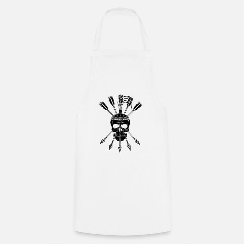 crâne crâne crâne indien flèche idée cadeau - Tablier de cuisine - blanc