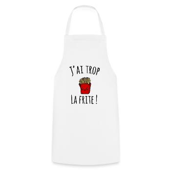 J'ai trop la frite, expression j'ai la patate ! - Tablier de cuisine - blanc - Devant - AI Model Male 185 dark (185cm)