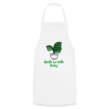 Hosta La Vista Baby, Funny Gardening, Gardener - Cooking Apron - white - Front - AI Model Male 185 dark (185cm)