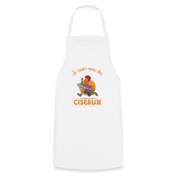 je cours avec des ciseaux - Tablier de cuisine - blanc - Devant - AI Model Male 185 dark (185cm)