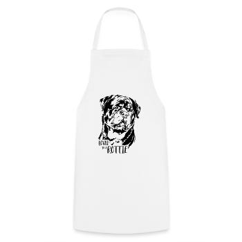 Loved by a Rottie Dogs Rottweiler Dog Saying - Cooking Apron - white - Front - AI Model Male 185 dark (185cm)