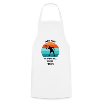 Racqueetball - Cooking Apron - white - Front - AI Model Male 185 dark (185cm)