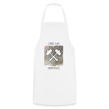 Stonemason Stone Sculptor Saying - Cooking Apron - white - Front - AI Model Male 185 dark (185cm)