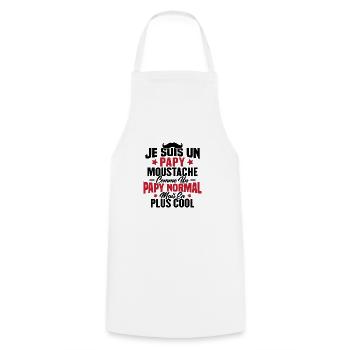 Un papy moustache comme un papy normal - Tablier de cuisine - blanc - Devant - AI Model Male 185 dark (185cm)