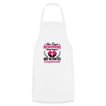 Humour infirmière retraitée, Cadeau retraite - Tablier de cuisine - blanc - Devant - AI Model Male 185 dark (185cm)