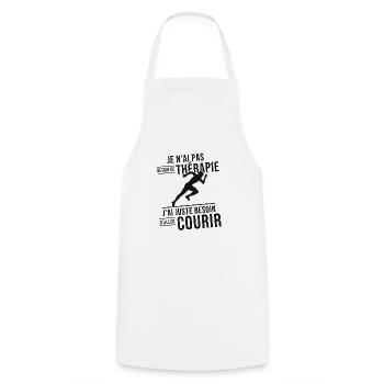 J'ai juste besoin d'aller courir, Humour cadeau - Tablier de cuisine - blanc - Devant - AI Model Male 185 dark (185cm)